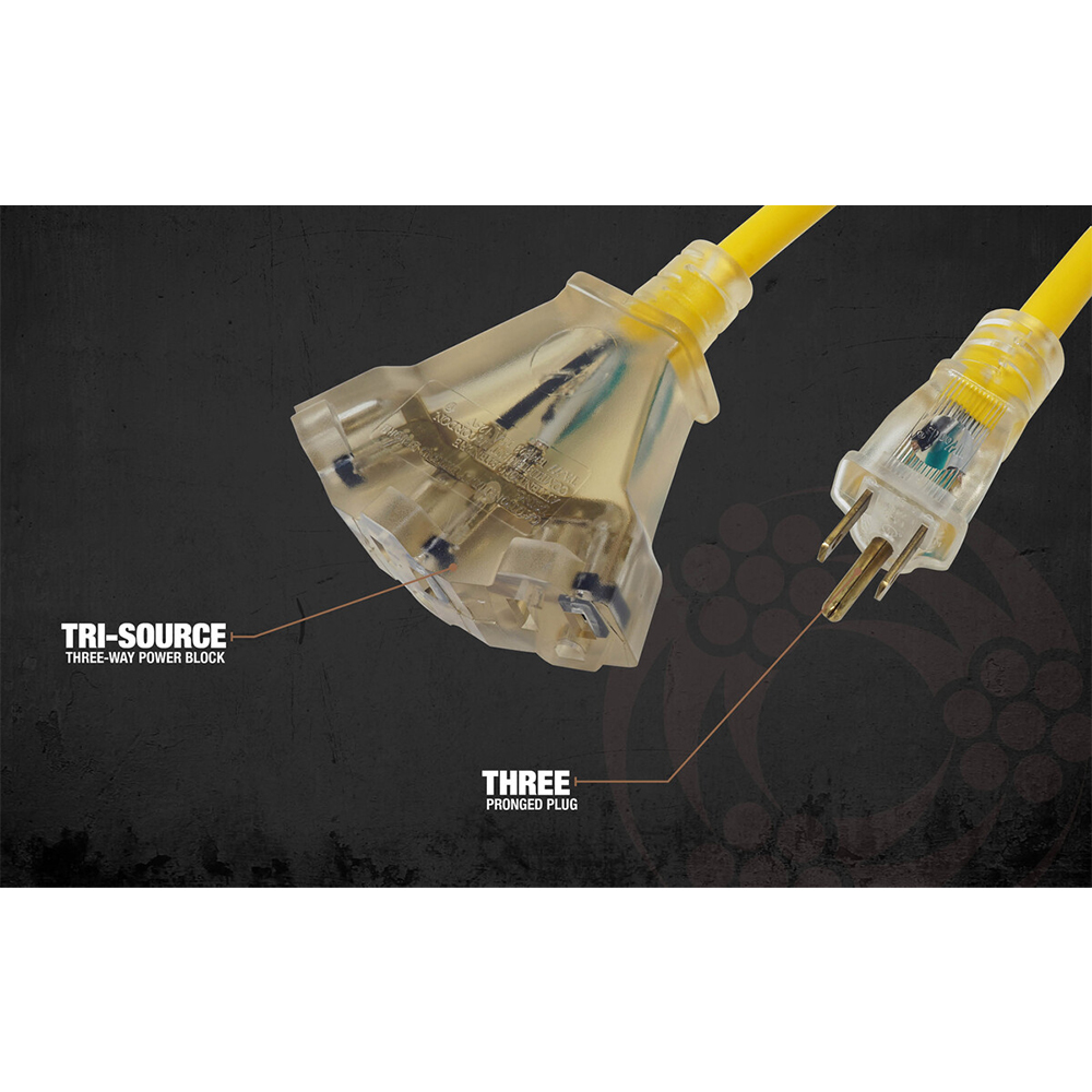 Southwire 12/3 Heavy-Duty SJTW General Purpose 3-Outlet Extension Cord - 50 feet Long from Columbia Safety